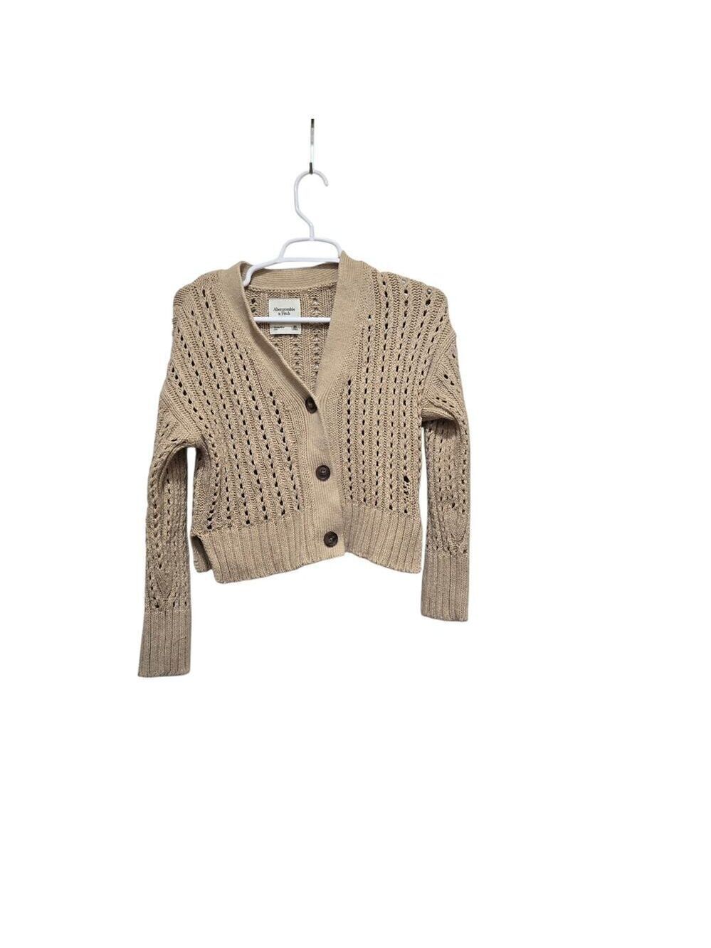 Abercrombie Fitch Cropped Open Knit Cardigan XS Beige